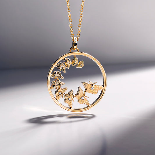 Mexiko / Monarchfalter / 18 Karat Gold / mit 10 Diamanten veredelt / ohne Goldkette