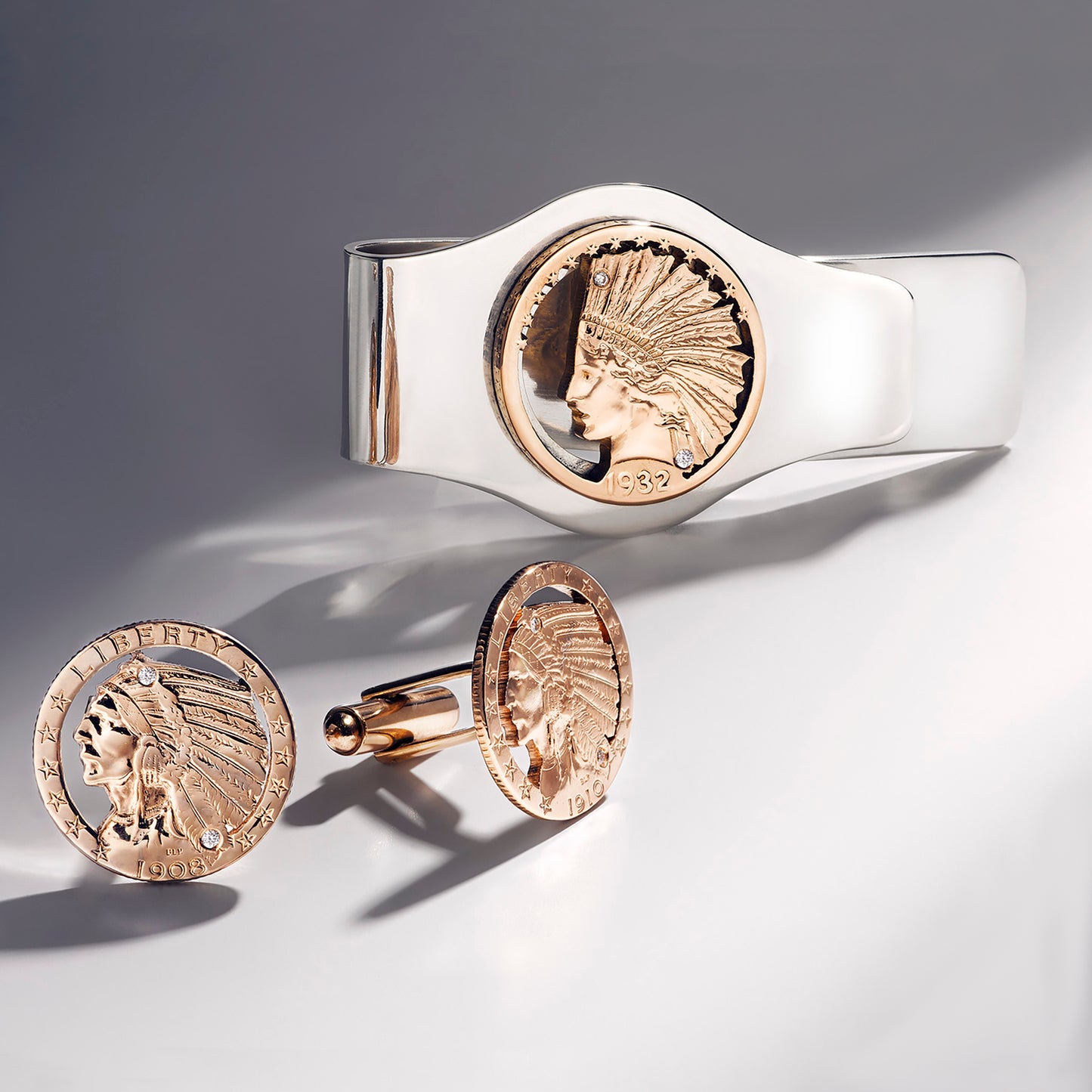 USA / 5 Gold Dollar / Native American / Indian Head / Manschettenknöpfe