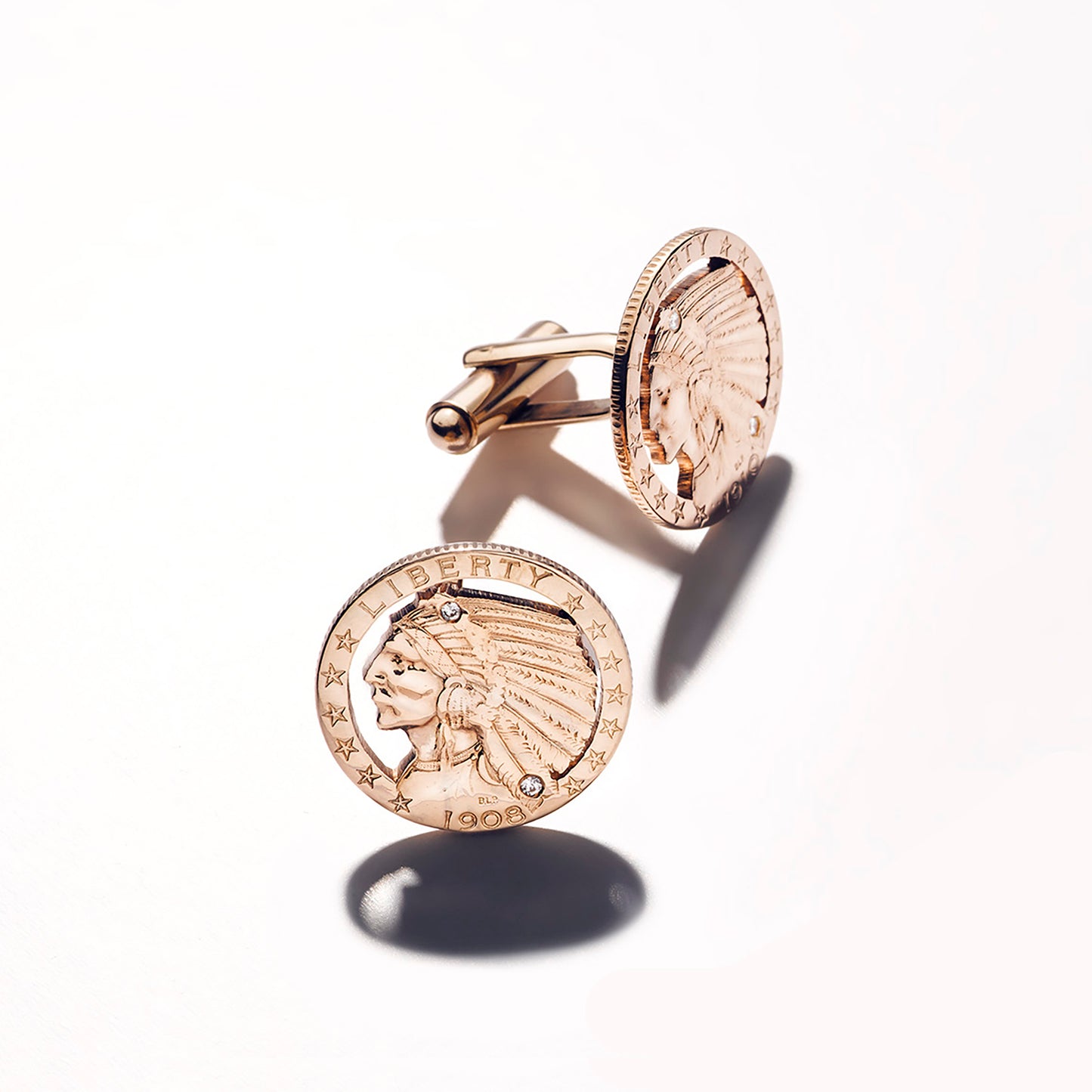 USA / 5 & 10 Gold Dollar / Native American / Indian Head / Cufflinks and money clip