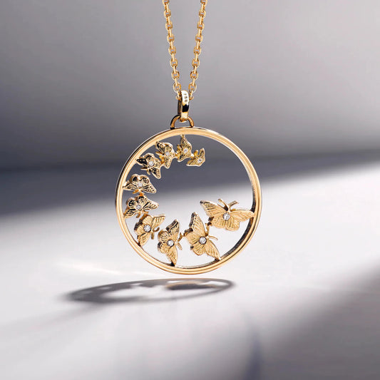 Mexiko / Monarchfalter / 18 Karat Gold / mit 10 Diamanten veredelt / ohne Goldkette