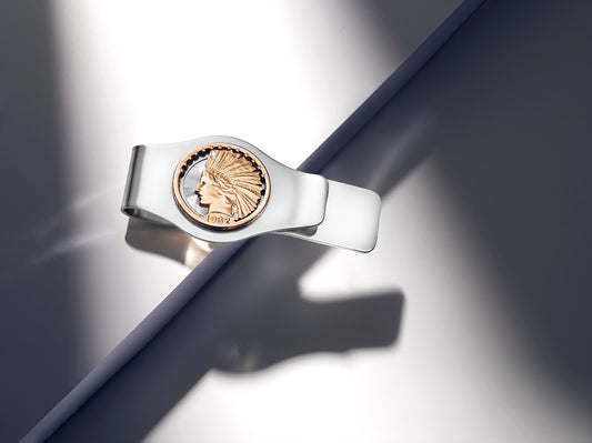 USA / 10 Gold Dollar / Native American / Indian Head / Geldklammer Silber gehärtet