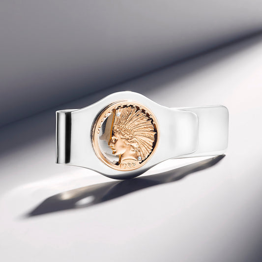 USA / 5 & 10 Gold Dollar / Native American / Indian Head /  Manschettenknöpfe und Geldklammer